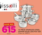 Tissolli 12 Piece Stainless Steel Saphir Solid Lids Pot Set-Per Set