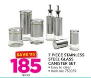 Consol 7 Piece Stainless Steel Glass Canister Set