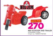 Big Jim Red Scooter And Trailer-For Both