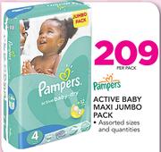 Pampers Active Baby Maxi Jumbo Pack In Assorted Sizes And Quantities-Per Pack