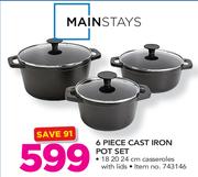 Mainstays 6 Piece Cast Iron Pot Set