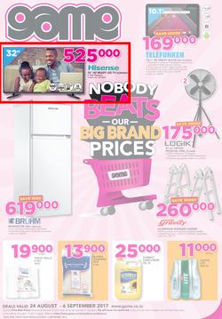 Game Tanzania : Nobody Beats Our Big Brand Prices (24 Aug - 6 Sep 2017), page 1
