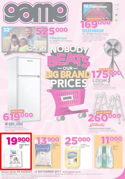 Game Tanzania : Nobody Beats Our Big Brand Prices (24 Aug - 6 Sep 2017), page 1