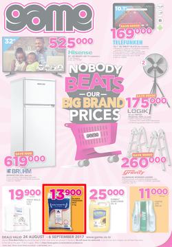 Game Tanzania : Nobody Beats Our Big Brand Prices (24 Aug - 6 Sep 2017), page 1