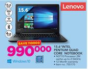 Lenovo 15.6" Intel Pentium Quad Core Notebook