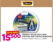 Fellowes Trendy Value Pack Mini Stapler And Staple Remover