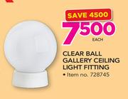 Eurolux Clear Ball Gallery Ceiling Light Fitting