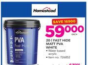 Homestead 20Ltr Fast Hide Matt PVA White