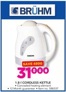 Bruhm 1.8Ltr Cordless Kettle