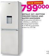 Defy 247Ltr Metallic Bottom Freezer Fridge And Water Dispenser
