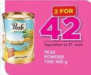 Peak Powder Tins-2 x 400g