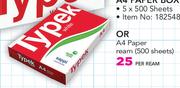 Typek A4 Paper Ream 500 Sheets-Per Ream