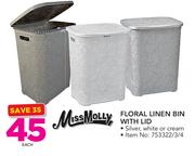 Miss Molly Floral Linen Bin With Lid-Each