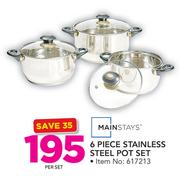 Mainstays 6 Piece Stainless Steel Pot Set-Per Set