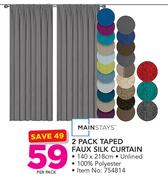 Mainstays 2 Pack Taped Faux Silk Curtain-Per Pack