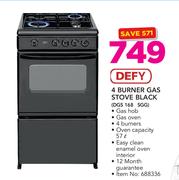 Defy 4 Burner Gas Stove Black DGS 168 SGG