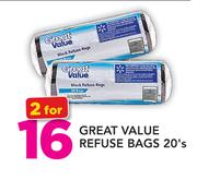 Great Value Refuse Bags-2 x 20s