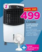 Logik 9Ltr Air Cooler With Remote HLF-20R With Logik 30cm Desk Fan 739749