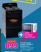 Defy 4 Plate Solid Stove Compact Black DSS514 With Logik 20Ltr Manual Microwave White 711159