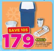 Addis 32Ltr Plastic Home Starter Bin Set