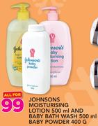 Johnsons Moisturising Lotion 500ml And Baby Bath Wash 500ml Baby Powder-400g