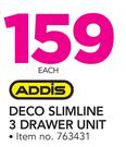 Addis Deco Slimline 3 Drawer Unit-Each