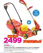 Lawnwolf 1500W Elctric Lawnmower Plus 750W Trimmer And Mower And Trimmer Combo
