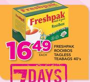 Freshpak Rooibos Tagless Teabags-40's Each