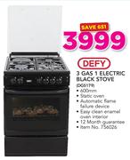 Defy 3 Gas 1 Electric Black Stove DGS179