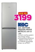 KIC 263Ltr Bottom Freezer Fridge Metallic KBF 525 1 ME