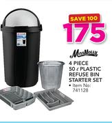 Miss Molly 4 Piece Plastic Refuse Bin Starter Set-50Ltr