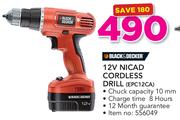 Black & Decker 12V Nicad Cordless Drill EPC12CA