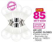 Simple Choice 6W LED Classic Globes-For 6