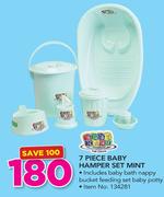 Baby Care 7 Piece Baby Hamper Set Mint Includes Baby Bath Nappy Bucket Feeding Set Baby Potty