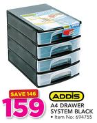 Addis A4 Drawer System Black