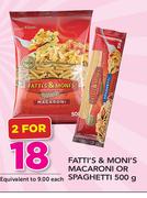 Fatti's & Moni's Macaroni Or Spaghetti-2 x 500g