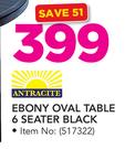 Antracite Ebony Oval Table 6 Seater Black