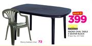 Antracite Ebony Oval Table 6 Seater Black