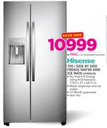 Hisense 700Ltr Side By Side Fridge Water And Ice Inox H700SI-ID