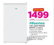 Hisense 120Ltr Bar Fridge White H120RWH
