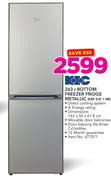 KIC 263Ltr Bottom Freezer Fridge Metallic KBF 525 1 ME