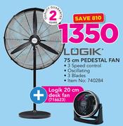 Logik 75cm Pedestal Fan With Logik 20cm Desk Fan