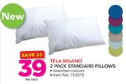 Tela Milano 2 Pack Standard Pillows Assorted Colours-Per Pack