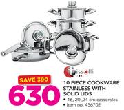 Tissolli 10 Piece Cookware Stainless With Solid Lids