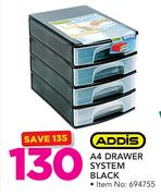 Addis A4 Drawer System Black
