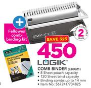 Logik Comb Binder CB0021  With Fellowes Comb Binder CB0021