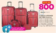 Mainstays 5 Piece Luggage Set Red With TB-20123 With Travel Neck Pillow Assorted Colours