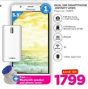 Hisense Dual Sim Smartphone INFINTY U989 With Free Bluetooth Speaker And Phone Cover