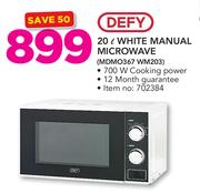Defy 20Ltr White Manual Microwave MDMO367 WM203