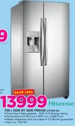 Hisense 700Ltr Side By Side Fridge With Water Dispenser And Ice Maker H700SI-ID